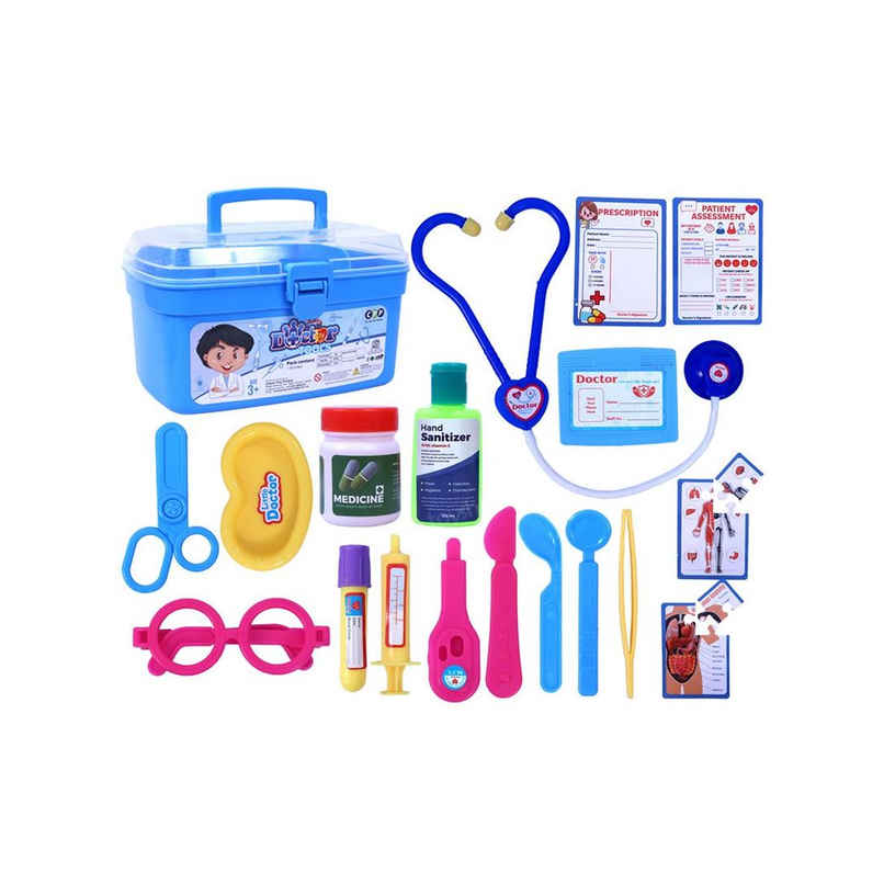 Toyshine 19 Pcs Doctor Set For Kids With Stethoscope Pretend Play For Toddlers Boys Girls