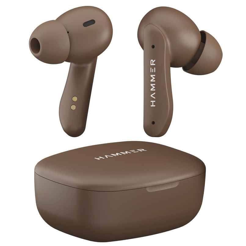 Hammer Solitude ENC Bluetooth In Ear Earbuds With Up To 22H Playtime, Type-C - Mocha Brown