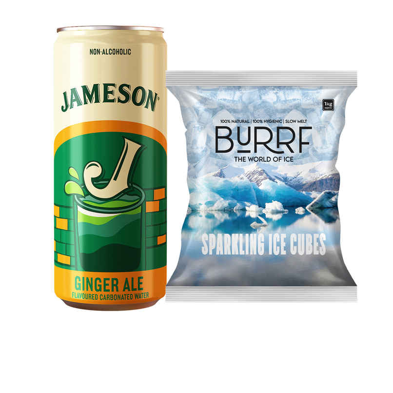 Burrf Sparkling Ice Cubes (1kg) & Jameson Ginger Ale (250ml) Combo