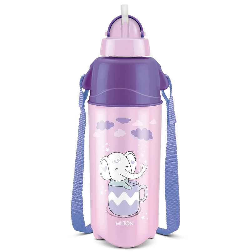 Milton Kool Trendy 500 Plastic Insulated Water Bottle With Straw For Kids | 490 ml | Purple