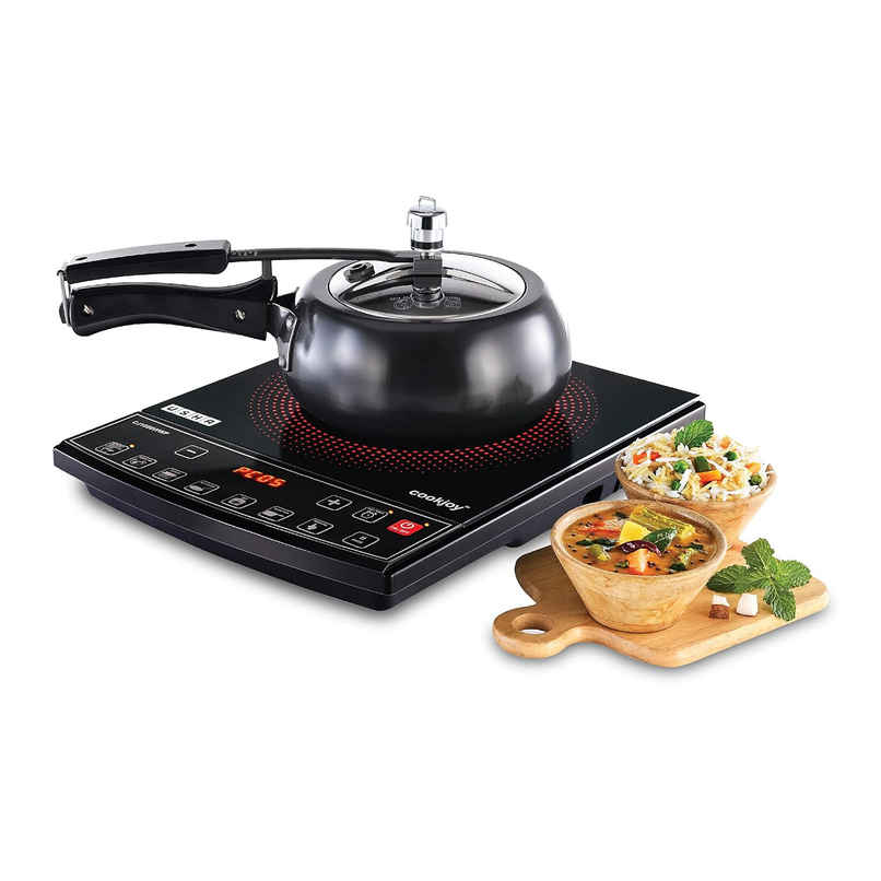 USHA Induction Cooktop|1600 W Push Button| Pan Sensor| 6 Pre-Set Menu| 8-Stage Power Setting|Black