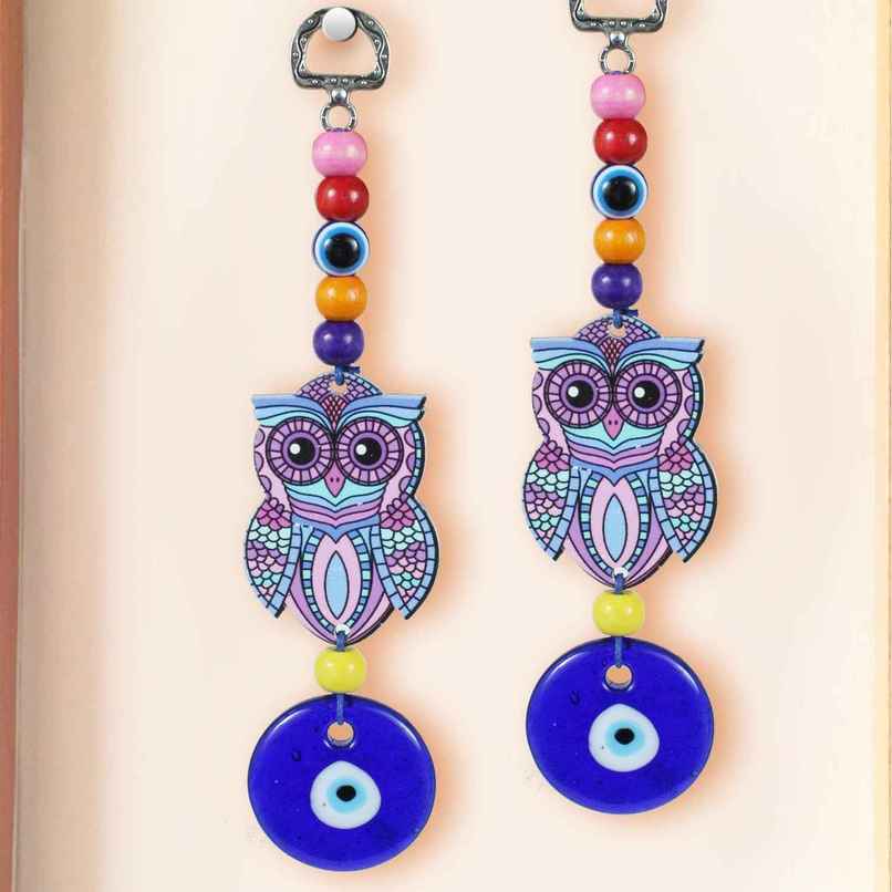 Tied Ribbons 2 Pcs Turkish Blue Evil Eye Owl