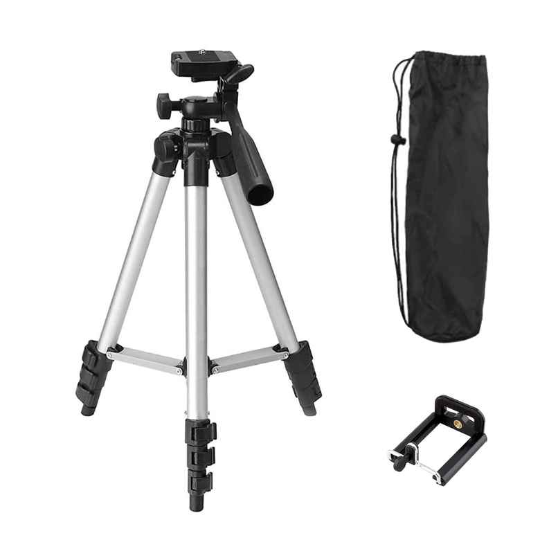Tygot 3110 Adjustable Aluminium Alloy Tripod Stand Holder for Mobile Phones & Camera, 350 mm -1020 mm, 1/4 inch Screw + Mobile Holder Bracket