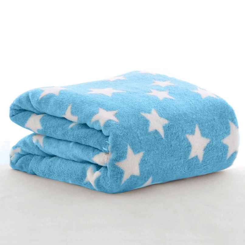 OYO Baby Soft Fleece Baby Blanket with Star Print | Newborn Swaddle Wrap | Lightweight & Breathable | Blue