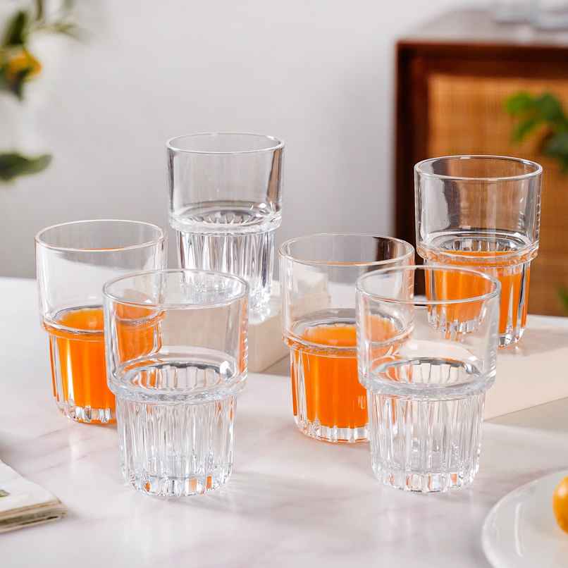 Nestasia Large Stackable Drinking Glass Tumblers | 340 ml Nestasia Large Stackable Drinking Glass Tumblers | 340 ml
