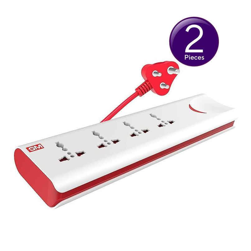 GM 3060 E-Book 4 + 1 Power Strip Red & White Colour 250 Volts with Master Switch, Indicator, Safety Shutter & 4 International sockets, Extension Cord for Home Appliances Combo GM 3060 E-Book 4 + 1 Power Strip Red & White Colour 250 Volts with Master Switch, Indicator, Safety Shutter & 4 International sockets, Extension Cord for Home Appliances Combo