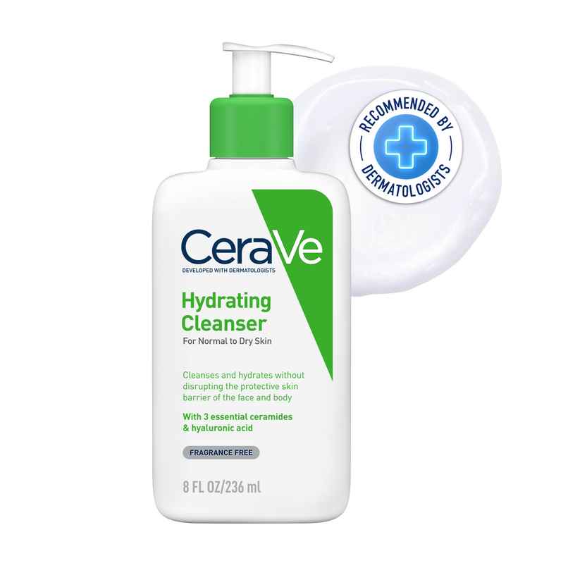 CeraVe Hydrating Cleanser Non-Foaming Face Wash For Dry Skin With Ceramides & Hyaluronic Acid