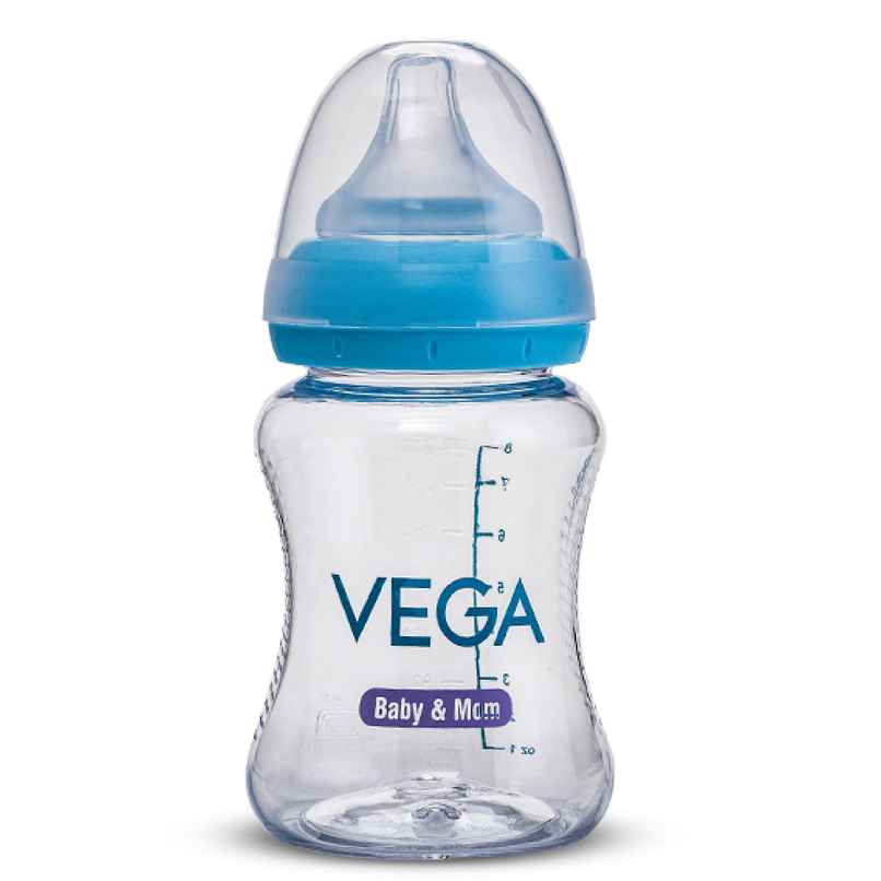 Vega Baby & Mom Tritan Feeding Bottle | 250 ml | Wide Neck - Blue | Bpa-Bps Free | Vbfb4-04