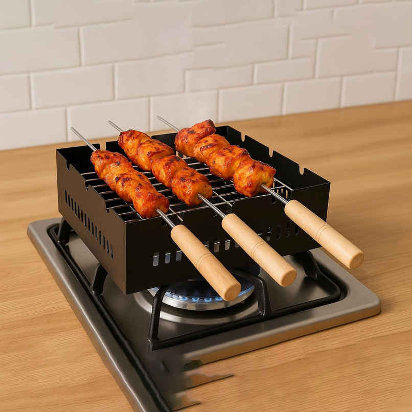 Chefman Portable Charcoal & Gas BBQ Grill | 2-in-1 Outdoor Grill with 3 Skewers Chefman Portable Charcoal & Gas BBQ Grill | 2-in-1 Outdoor Grill with 3 Skewers