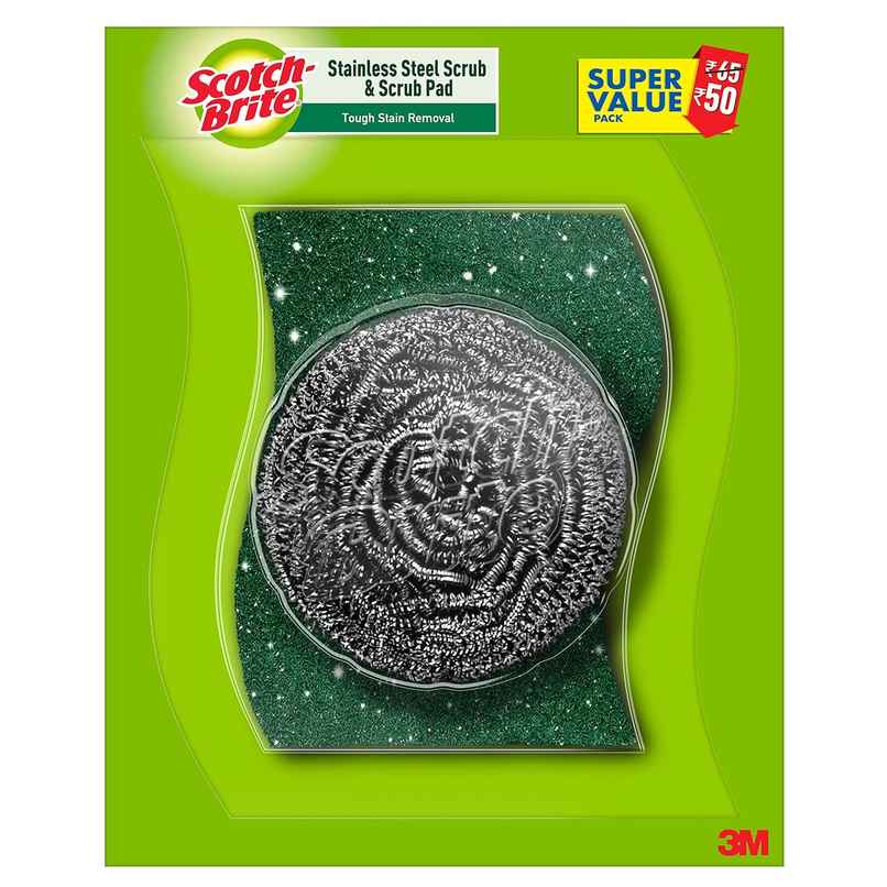 Scotch-Brite Scrub Pad and Steel Scrub Pad Combo (Green)