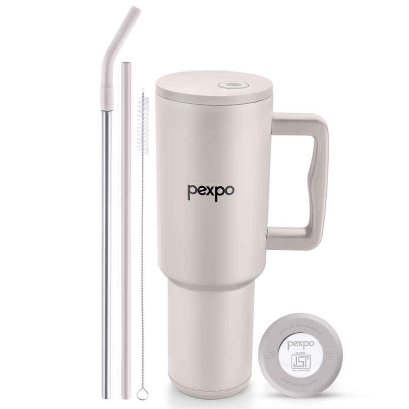Pexpo Stanzy ISI Certified Double Wall Insulated Stainless Steel Tumbler | Oatmeal | 1.2 L Pexpo Stanzy ISI Certified Double Wall Insulated Stainless Steel Tumbler | Oatmeal | 1.2 L