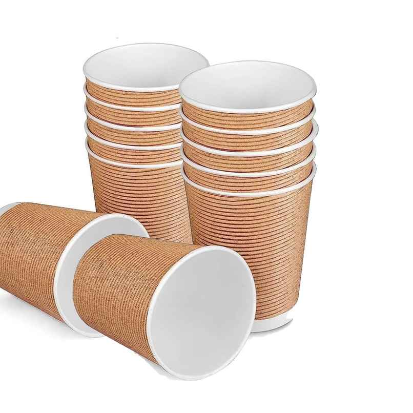 Rippled Paper Cup | Khaki | 250 ml | Pack of 10 | Careswipe Rippled Paper Cup | Khaki | 250 ml | Pack of 10 | Careswipe