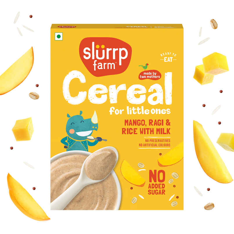 Slurrp Farm Mango, Ragi and Rice Cereal with Milk and No Added Sugar