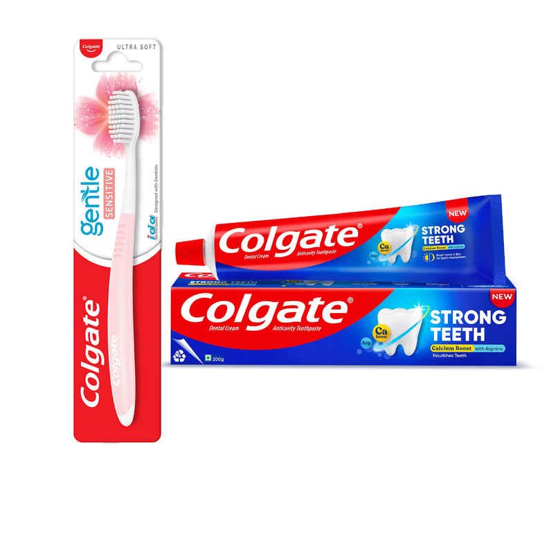 Colgate Sensitive Soft Bristles Toothbrush (1pc) & Colgate Strong Teeth Anticavity Toothpaste (200g) Combo