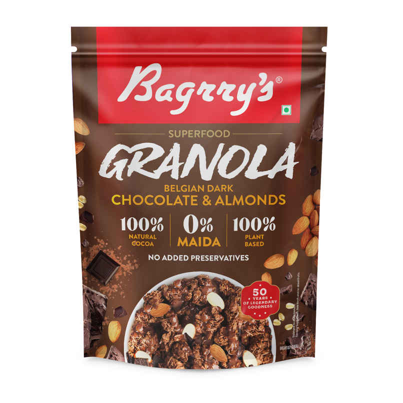 Bagrry's Belgian Dark Chocolate & Almonds Granola (100% Natural Cocoa)