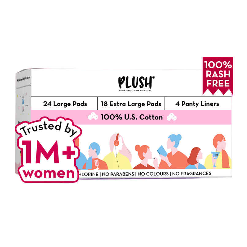 Plush Stock Up (24 L + 18 XL) Sanitary Pads | L / XL | 42 pcs Plush Stock Up (24 L + 18 XL) Sanitary Pads | L / XL | 42 pcs