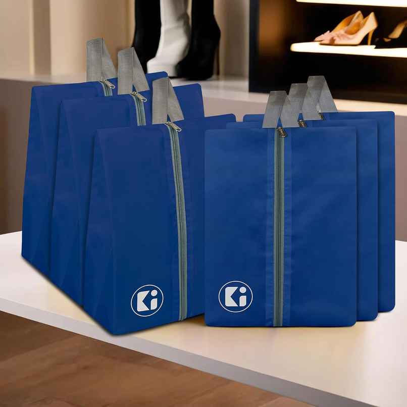 Kuber Industries Parachute Travel Shoe Organizer|Pack of 6|Royal Blue