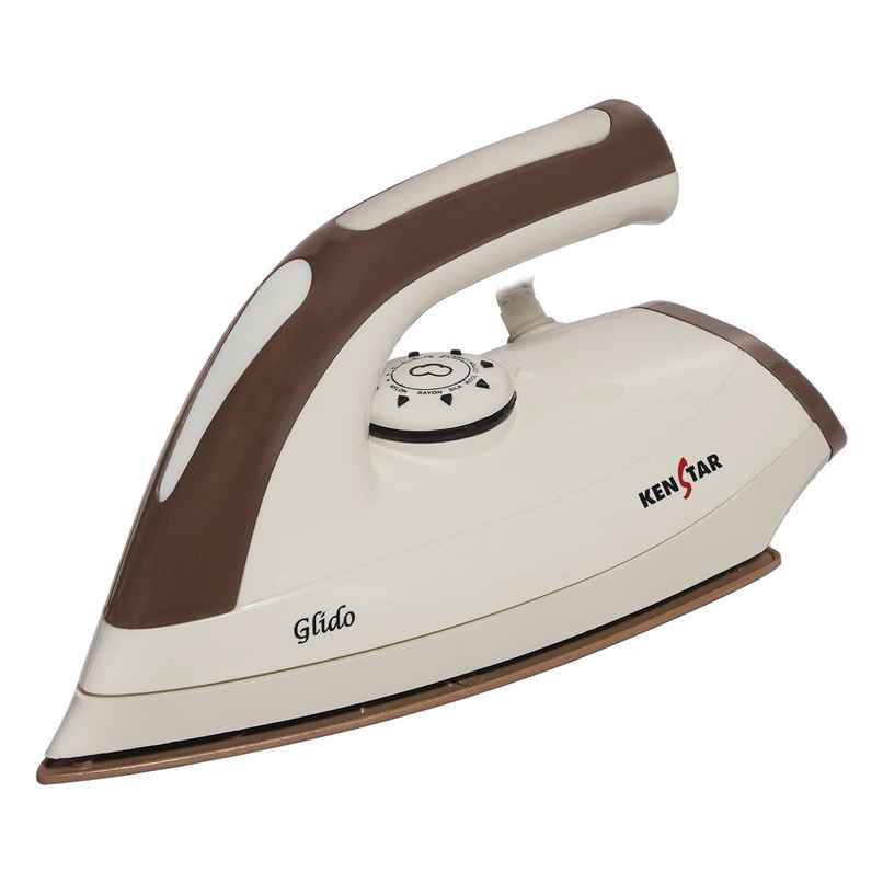 Kenstar Glido 1000 W Dry Iron Quick Heat Up, Anti Bacterial Dual Coated Soleplate-Ivory & Brown