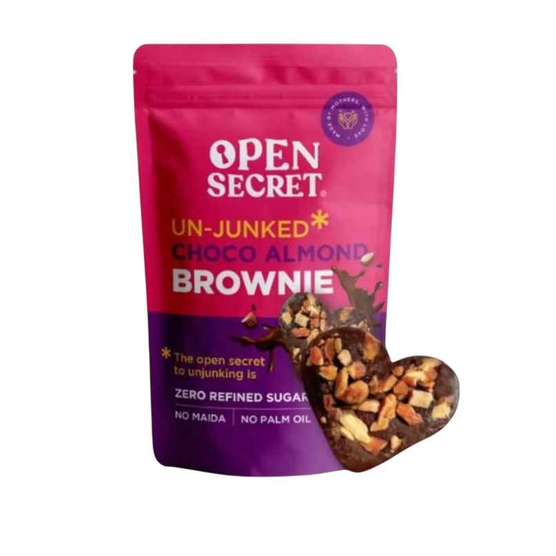 Open Secret Heart Shaped Chocolate Almond Brownie, No Maida, Zero Palm Oil