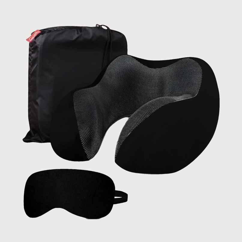 Trajectory Unisex Solid Polyester Travel Neck Pillow with AdvanceDXorthopedic | Black - One Size Trajectory Unisex Solid Polyester Travel Neck Pillow with AdvanceDXorthopedic | Black - One Size
