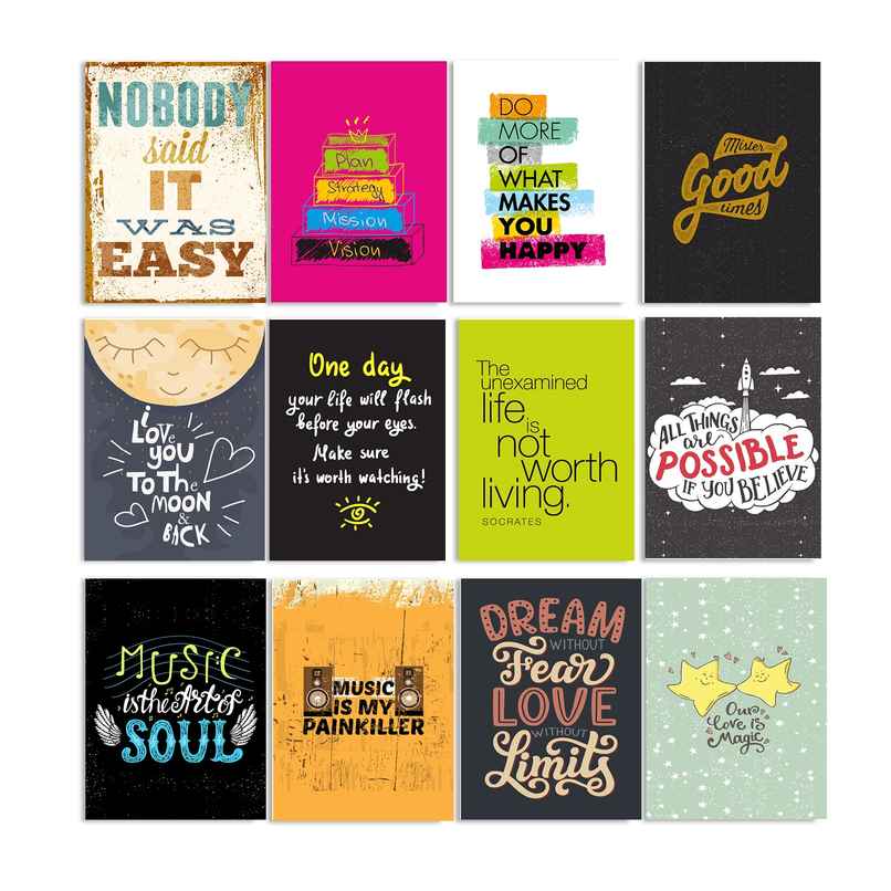Paper Plane Design Motivational Wall Posters | Set of 12 | (29 cm x 21 cm) D26