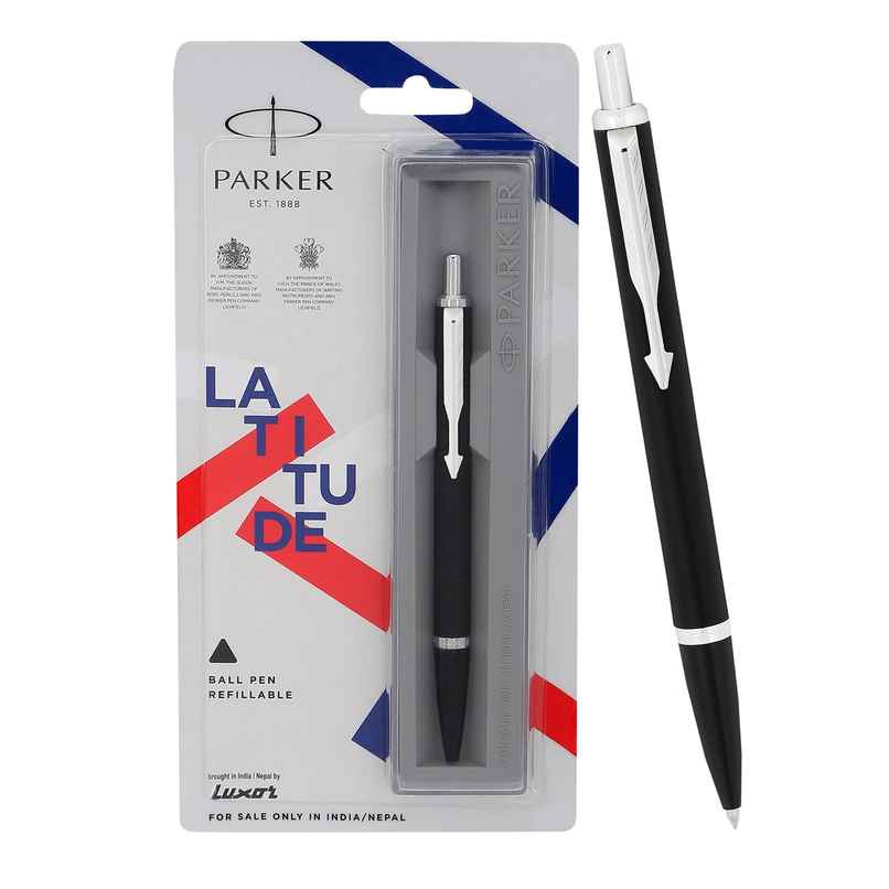 Parker Latitude Matte black Chrome trim Ball Pen Parker Latitude Matte black Chrome trim Ball Pen