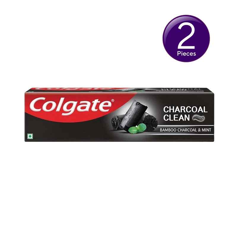 Colgate Charcoal Clean Black Gel Toothpaste Deep Clean with Bamboo Charcoal & Wintergreen Mint Combo  