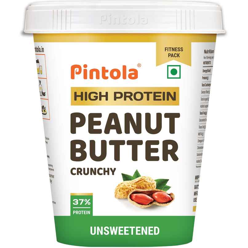 Pintola High Protein All Natural Peanut Butter Unsweetened 37% Protein (Crunchy)