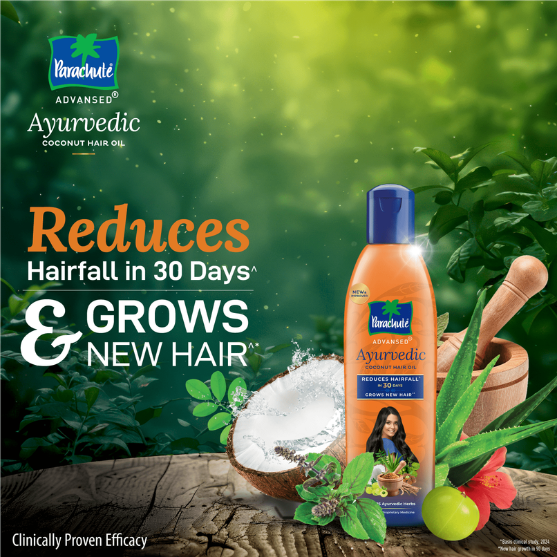 Parachute Advansed Ayurvedic Hair Oil for Hair Fall Control & Growth with Coconut Parachute Advansed Ayurvedic Hair Oil for Hair Fall Control & Growth with Coconut