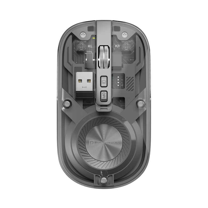 Portronics Toad 8 Transparent Wireless Bluetooth Mouse with Rechargeable Battery | Grey
