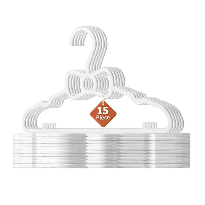 Kuber Industries 15 Pcs Small Baby Hangers for Clothes Hanging for Wardrobe | White