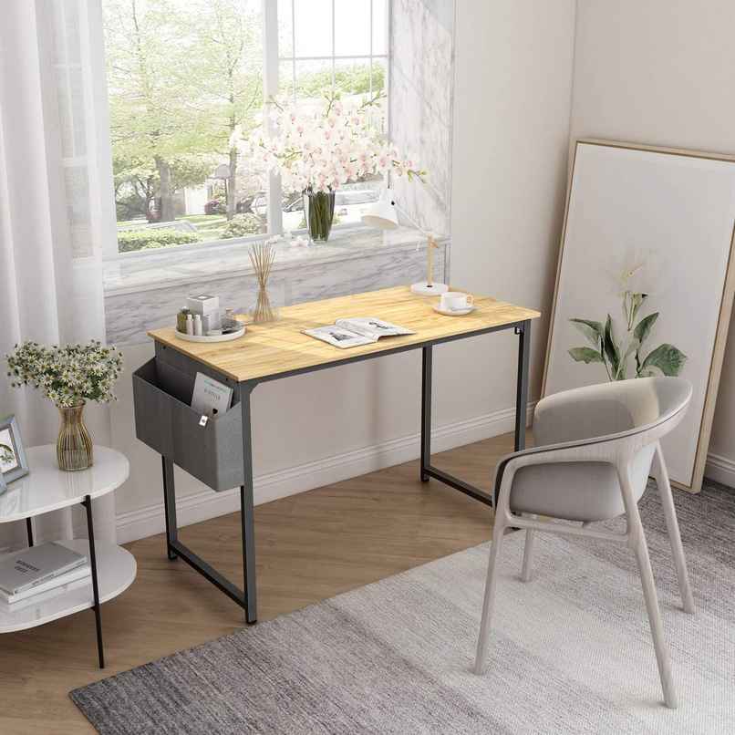 Arlavya Study and Office Table-40 x 19 Engineered Wood, Free Standing - Natural Color