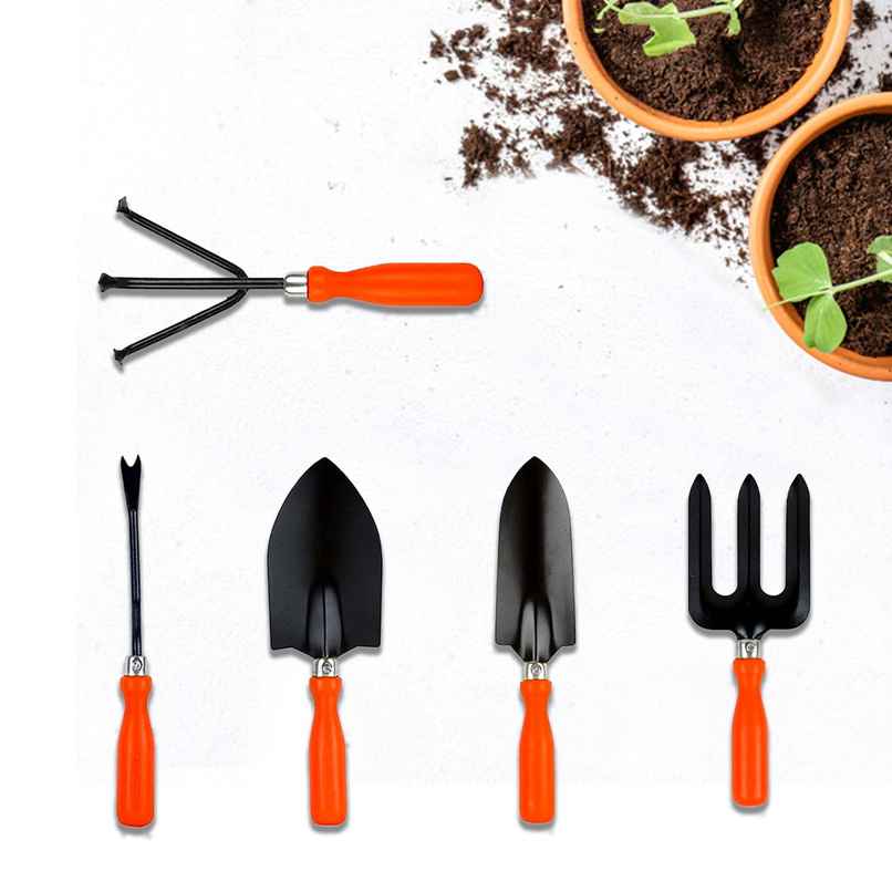 Cinagro Garden Tools - 5 Pcs | Weeder | Big and Small Trowel | Hand Fork | Cultivator