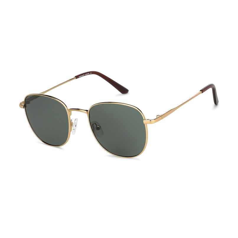 Vincent Chase By Lenskart Unisex Solid Metal Round Sunglasses | Gold - M