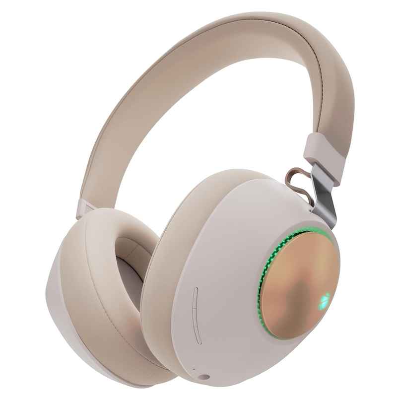 Zebronics Duke BT Headphone, 60h, Dual Pairing, Gaming Mode, ENC, LED, Deep Bass, Voice Asst (Beige)