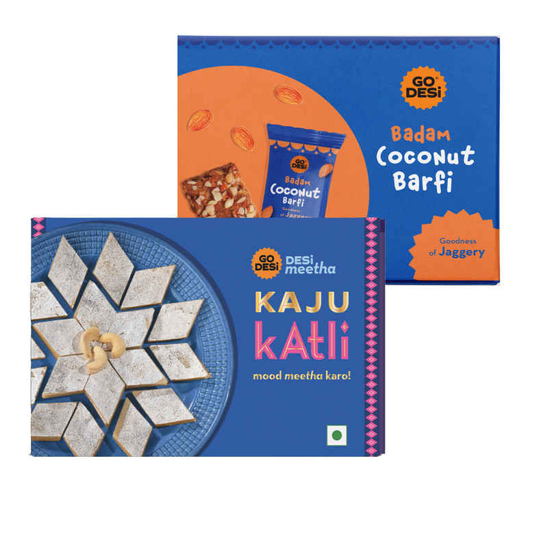 Badam Coconut Barfi, 8 Pcs | Burfi | Sweets | By Go Desi (96g) & Kaju Katli Classic | Kaju Barfi | Sweets | By Go Desi (200g) Combo Badam Coconut Barfi, 8 Pcs | Burfi | Sweets | By Go Desi (96g) & Kaju Katli Classic | Kaju Barfi | Sweets | By Go Desi (200g) Combo