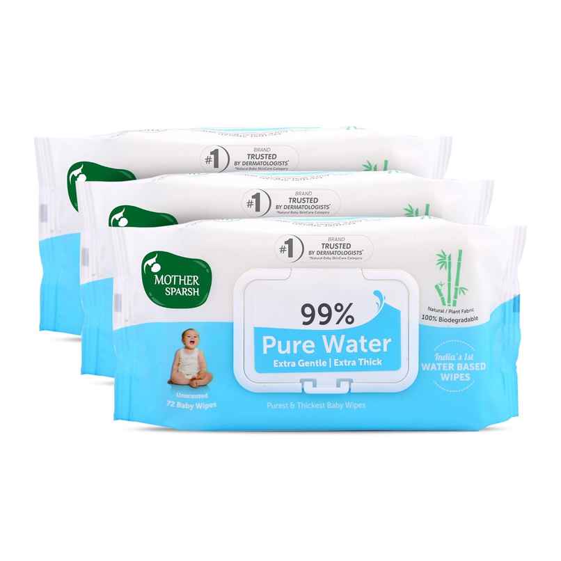 Mother Sparsh 99% Pure Water Unscented Baby Wipes | 72 Pulls Per Pack Mother Sparsh 99% Pure Water Unscented Baby Wipes | 72 Pulls Per Pack
