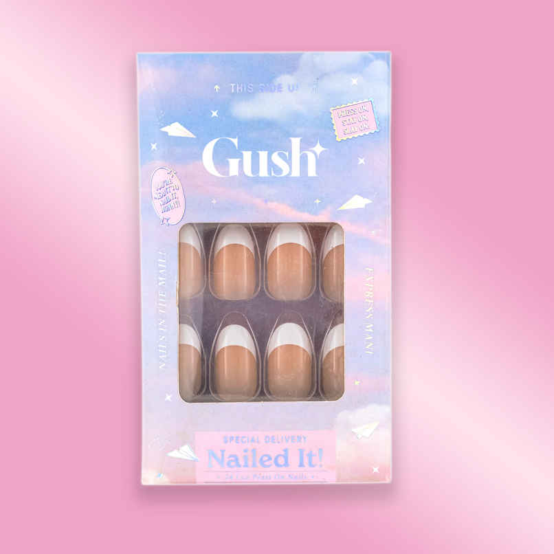 Gush Beauty Nailed It | Reusable Luxury Press On Nails | Medium Round | Manicure | Nude & White Gush Beauty Nailed It | Reusable Luxury Press On Nails | Medium Round | Manicure | Nude & White