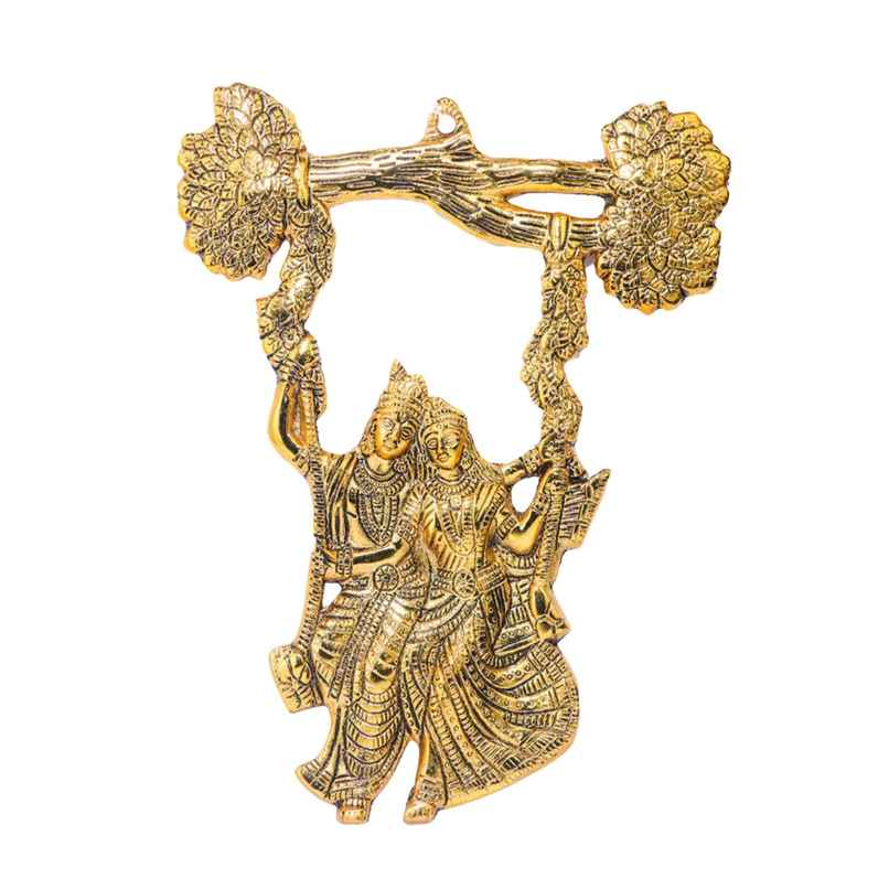 Devnidhii Radha Krishan on Jhula Wall Hanging in Gold Polish