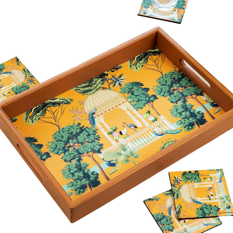 Birch & Co. Serving Tray - Heritage With Four Free Matching Coasters