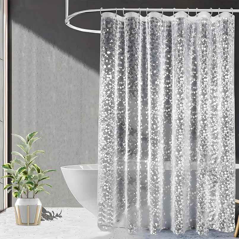 Kuber Industries PVC Waterproof Stone Print (7 Feet) Shower Bathroom Curtain | Transparent