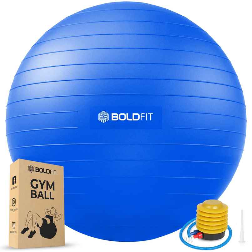 Boldfit Gym Ball For Exercise 65 cm Exercise Ball With Foot Pump-Blue