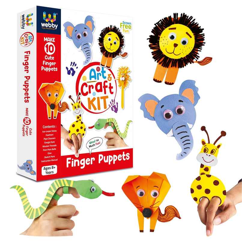 Webby Diy Finger Puppets Art And Craft Activity Kit Hobby Kit | School Projects, Craft Supply