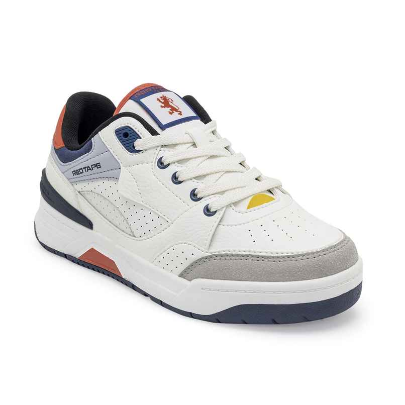 Red Tape Casual Lifestyle Shoes for Men | Cushioned Insole with Slip-Resistance | White-Navy - 8