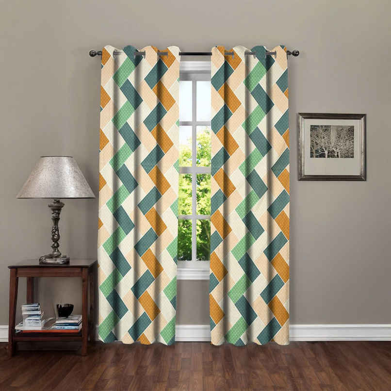 BAY6 Microfiber Cotton Door Curtains - Set of 2 - (7x4 ft) - Multicolor