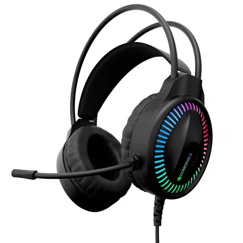 Zebronics Blitz C Dolby Atmos Gaming Over Ear Wired Headphone,50Mm Neodymium Drivers, Padded Headband, Lightweight & Comfortable, RGB Lights,Flexible Mic,Type-C Connector,Black Zebronics Blitz C Dolby Atmos Gaming Over Ear Wired Headphone,50Mm Neodymium Drivers, Padded Headband, Lightweight & Comfortable, RGB Lights,Flexible Mic,Type-C Connector,Black