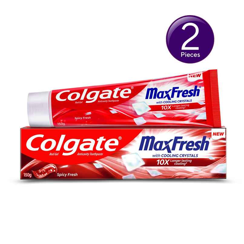 Colgate MaxFresh Toothpaste, Red Gel Paste with Menthol for Super Fresh Breath (Spicy Fresh) Combo 