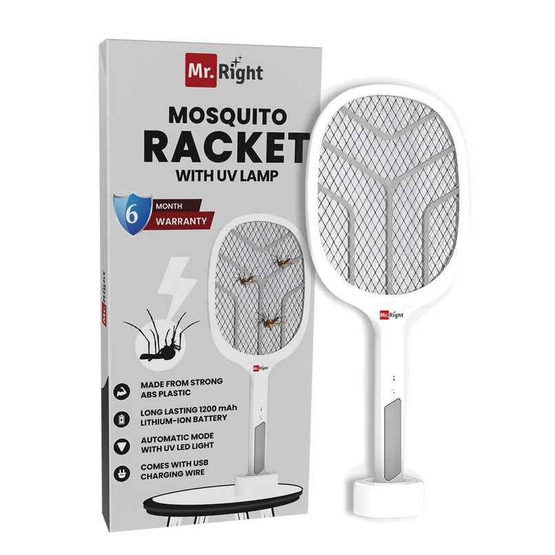 Mr. Right 2-in-1 Rechargeable Mosquito Racket | Night Hands-free Mode With UV Light