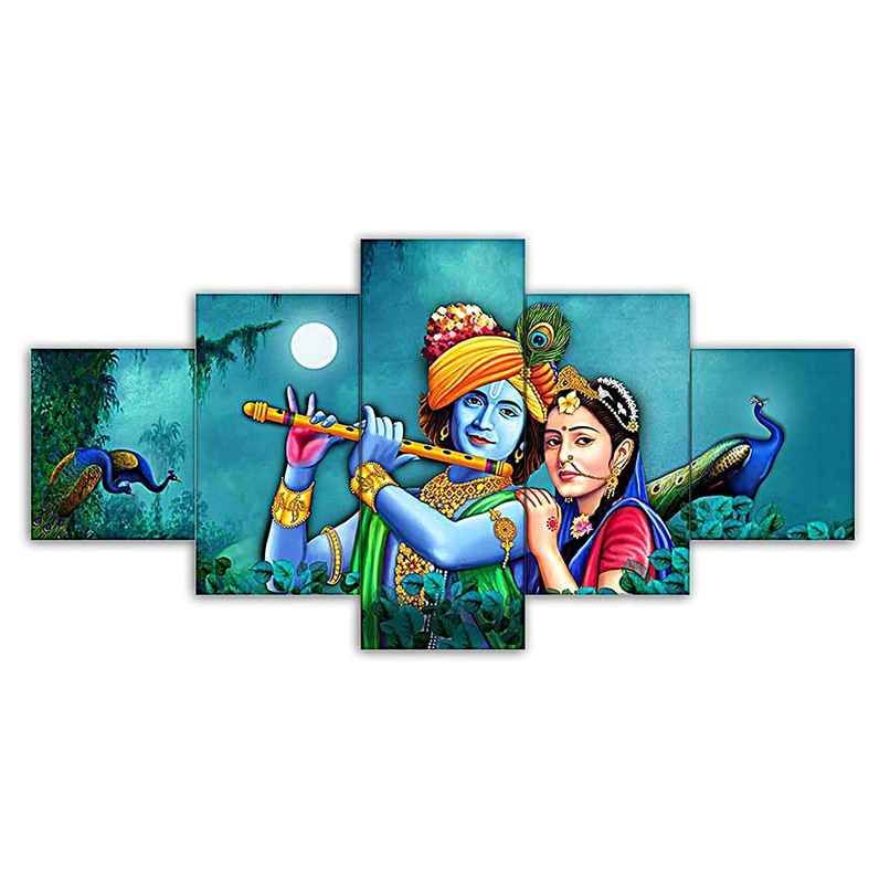 Perpetual Radha Krishna Wall Painting | Set of 5 | Wall Frames | 75 x 43 cm