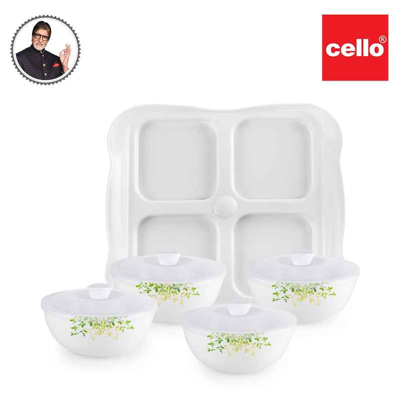 Cello Opalware Dazzle Series Green Orchard Dry Fruit Set | Set of 9